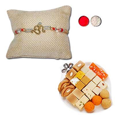 "Rakhi - AD 4520 A (Single Rakhi), 500gms of Assorted Sweets - Click here to View more details about this Product